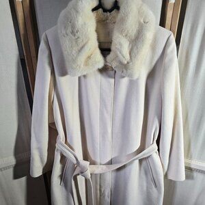 Vintage Maximilian Meerstein Cashmere beige Fur Collar Coat Excellent